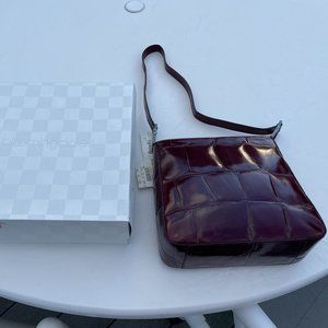 NWT - FRANCHI WINE (CORDOVAN) LEATHER SHOULDER BAG - FROM BLOOMINGDALES
